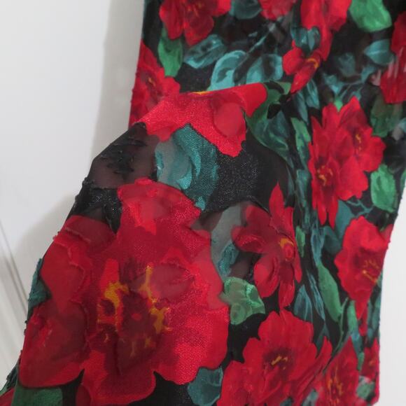 Victoria's Secret Womens Sz M Red Floral Vintage Gold Label Mini Slip Dress Bow - Picture 5 of 9